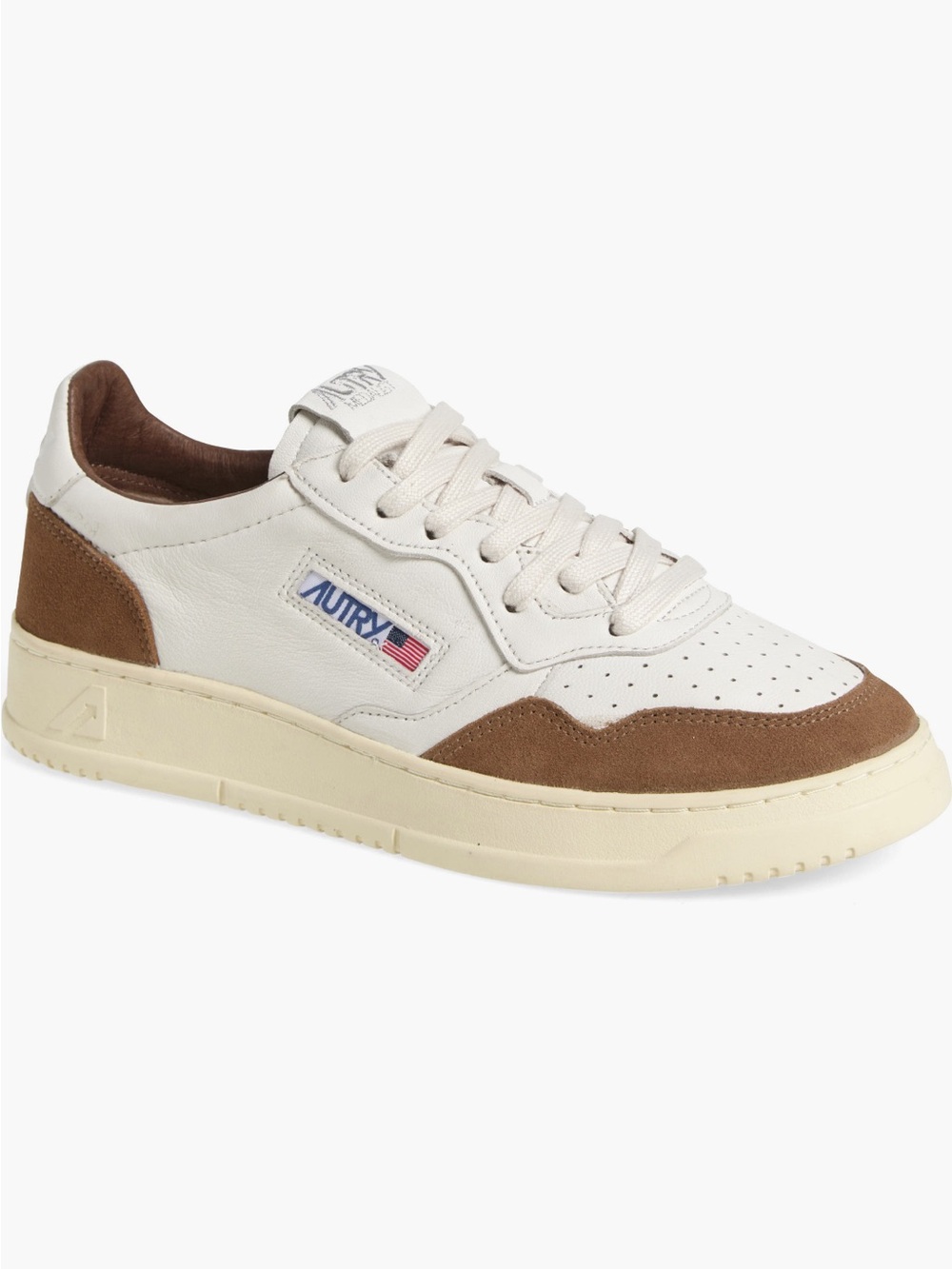 AUTRY Medalist Women's Cream and Brown Low-Top Sneaker, size 37, size 7